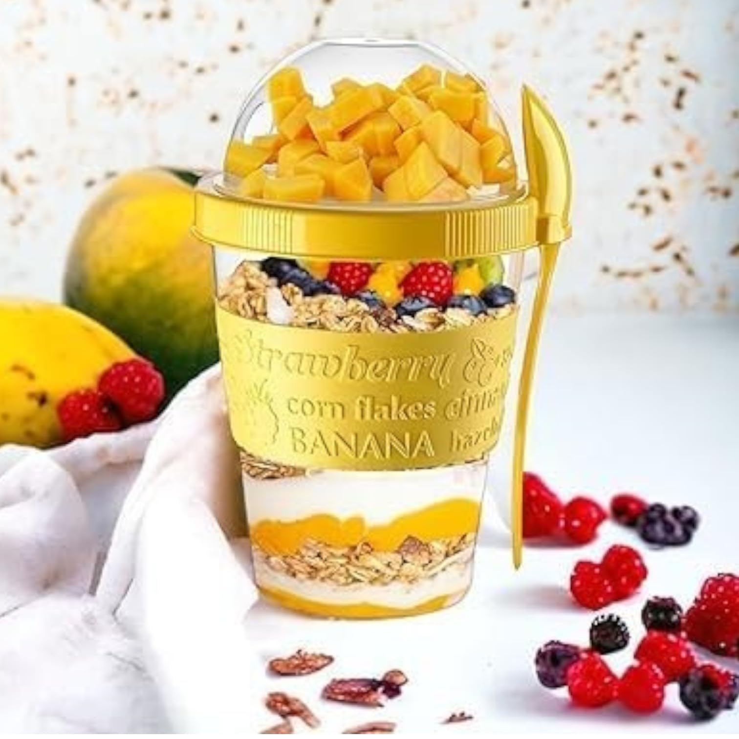 Pro Home Yoghurtpot met lepel 20oz/600 ml Bpa gratis herbruikbare