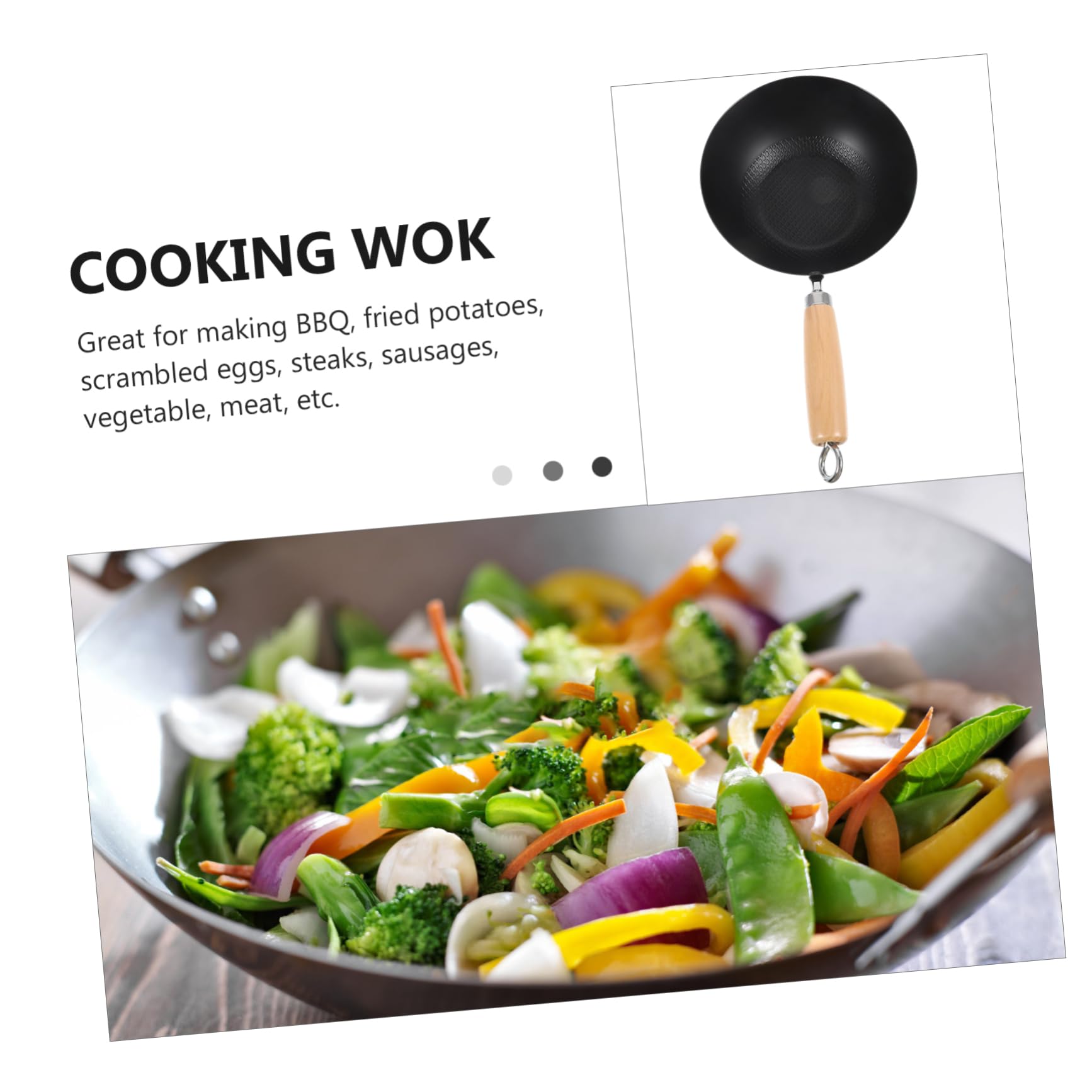 Japanischer Wok aus Schmiedeeisen Klein und Antihaftbeschichtet Wokpfanne mit Glatter Oberfläche Einfach zu Reinigen für Westliche Restaurants