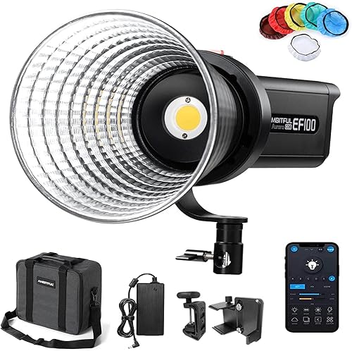 AMBITFUL EF100 100 W 5600 K Aurora COB LED Vidoe, CRI 95+, TLCI 97+, efectos FX integrados para fotografía de naturaleza muerta, retrato,