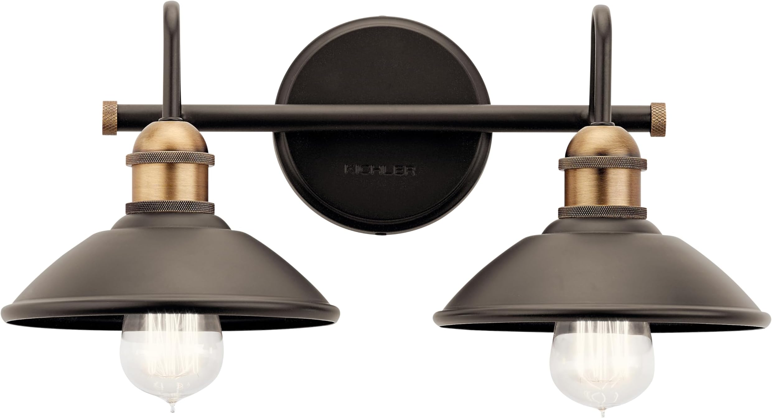 Kichler Clyde 2 Light Bathroom Vanity in a Beautful Olde Bronze Finish, for Bathrooms, (7.25" H x 17" W x 8.25" Ext.), 45944OZ