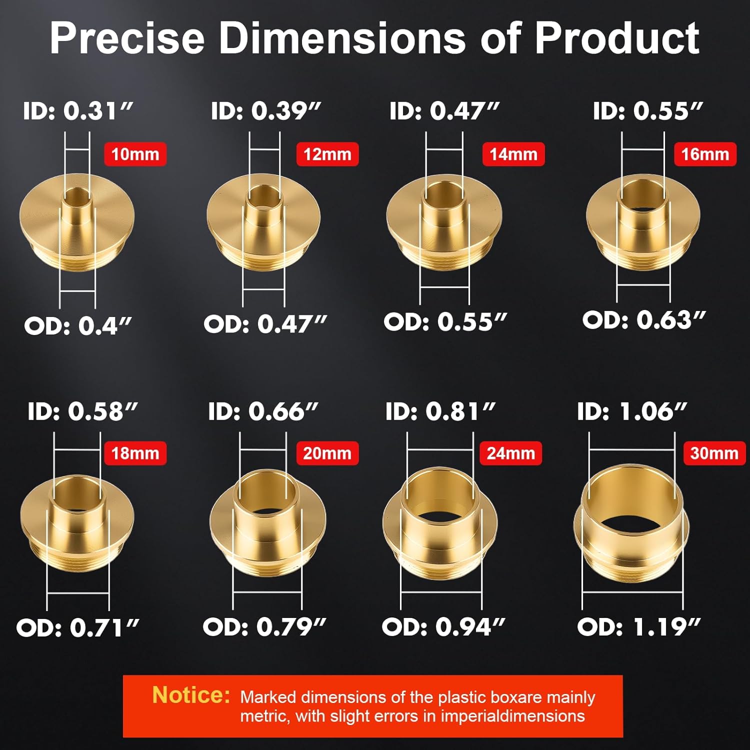 11Pcs Brass Router Bushing Guide Set, Router Template Guide with Lock Nut Adapter, Compatible with Porter Cable Style Router Sub-Bases, for Dovetailing, Cut Out Work & Woodworking Router Accessories