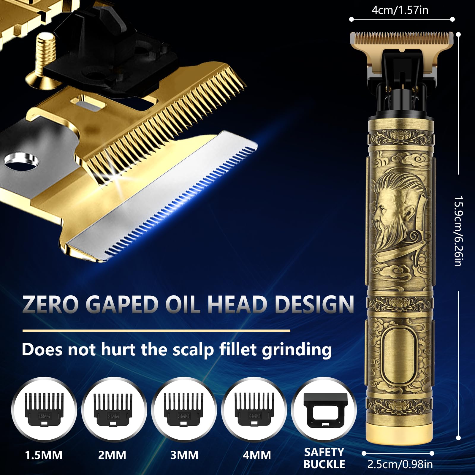 Tondeuse Barbe Homme,Tondeuse Cheveux Professionnel Rasoir Barbe Electriques Tondeuse Barbe et Cheveux Homme Tondeuse de Finition Kit Tondeuse de Précision Rechargeable Domestique et Salon de Coiffure