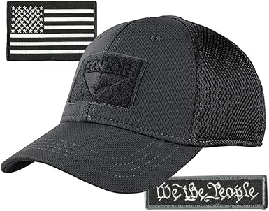 Condor MESH Fitted Tactical Cap Bundle - We The People & USA - Choose Size
