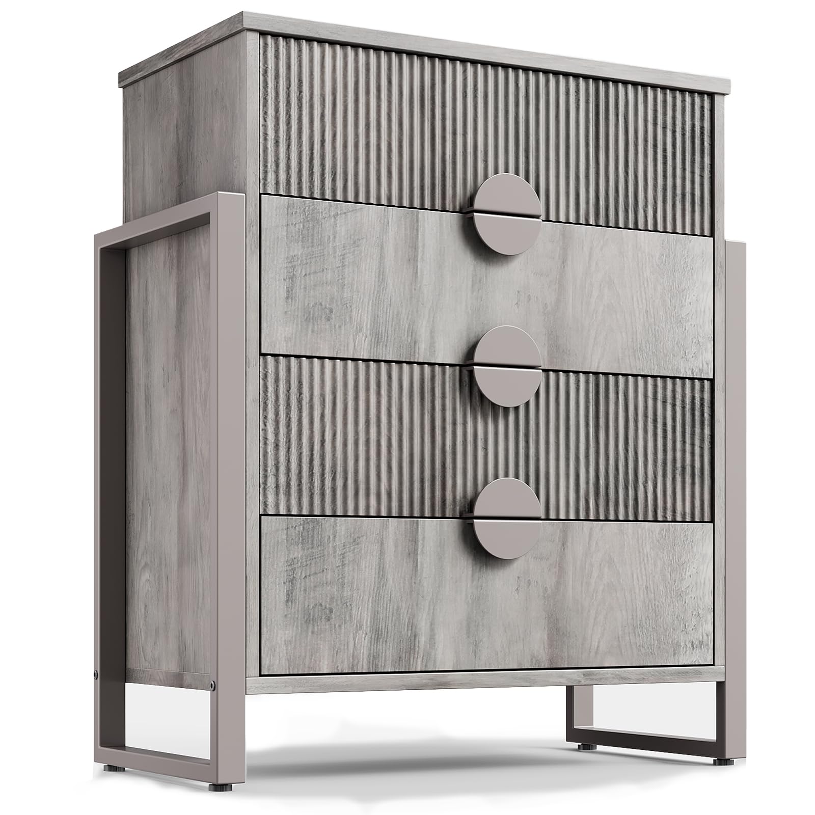 LGHM Fluted Dresser for Bedroom with 4 Drawers, Modern 4 Drawers Dressers with Semicylinder Fluted, Solid Chest of Drawers, 36" Tall Dresser with Bold