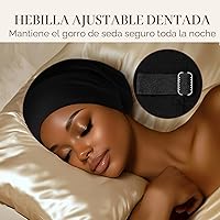Vista 4 de LULUSILK - Gorro de seda 100% de morera para dormir para mujeres y hombres, sin más cabello rizado y enmarañado, capó de seda real para dormir