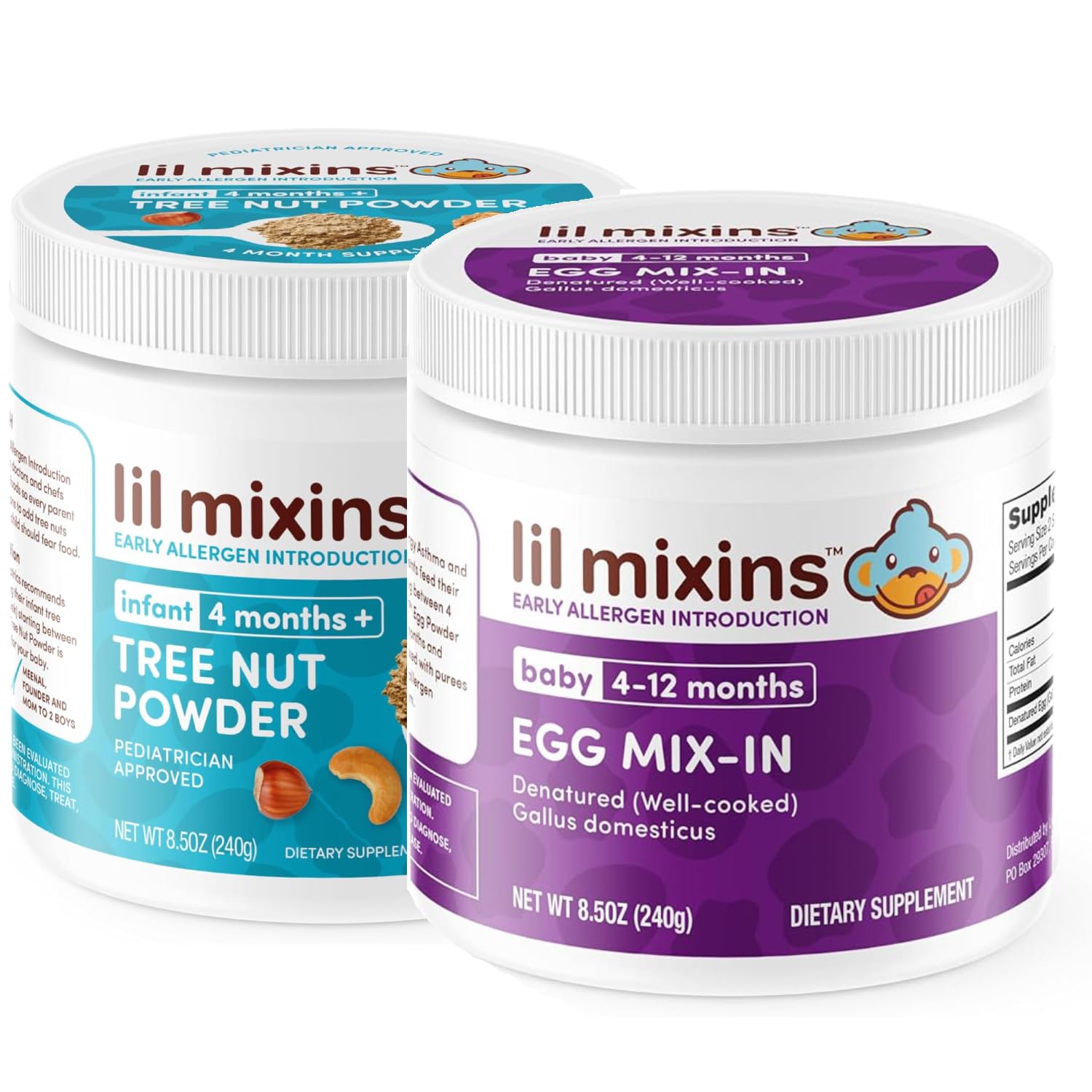 Early Allergen Introduction | Tree Nut and Egg | Baby Stage 1-3, For Ages 4 Mo. -12 Mo. | 8.5 Oz Jar, 4 Month Supply