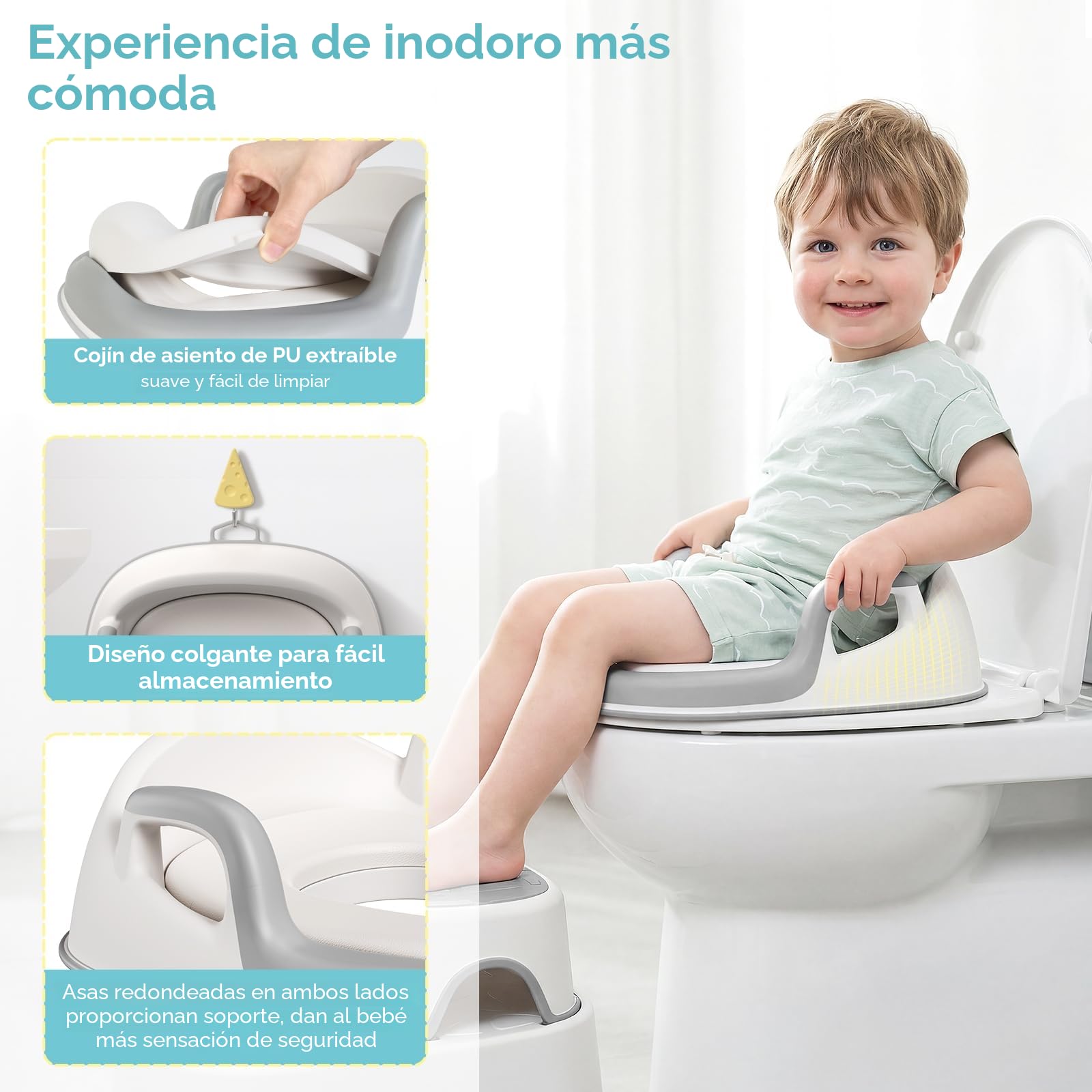 Maliton adaptador wc niños, Asiento de entrenamiento para ir al baño infantil con taburete, reductor wc niños, Antideslizante, antisalpicaduras(Un orinal + dos taburetes para niños)