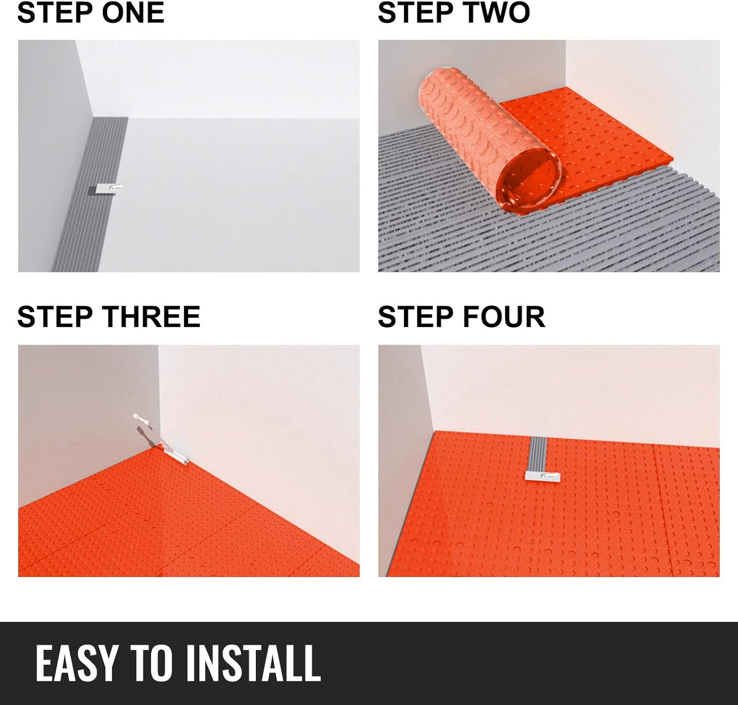 Holiday Deals 🛒 Happybuy Uncoupling Membrane 161sqft Tile Floor Underlayment Roll 1/8 Thickness Tile Uncoupling Membrane Waterproof Use Thinset Mortar Cuttable Tile Underlayment for Bathroom Kitchen Crack Resistant