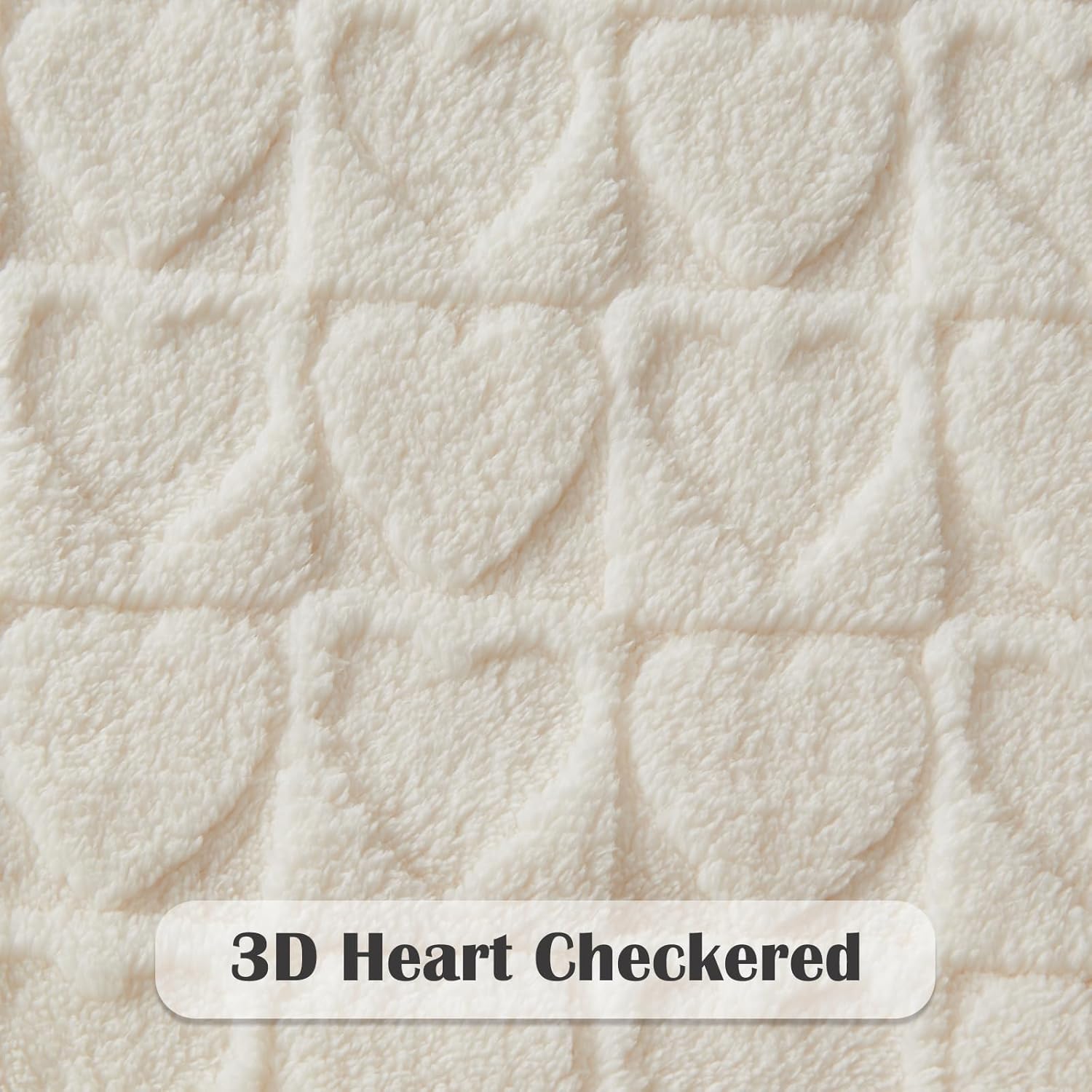 NEWCOSPLAY Super Soft Throw Blanket Off White Love Premium Silky Flannel Fleece 3D Heart Checkered Lightweight Bed Blanket All Season Use (Off White Love, Throw(50"x70")) - Image 5