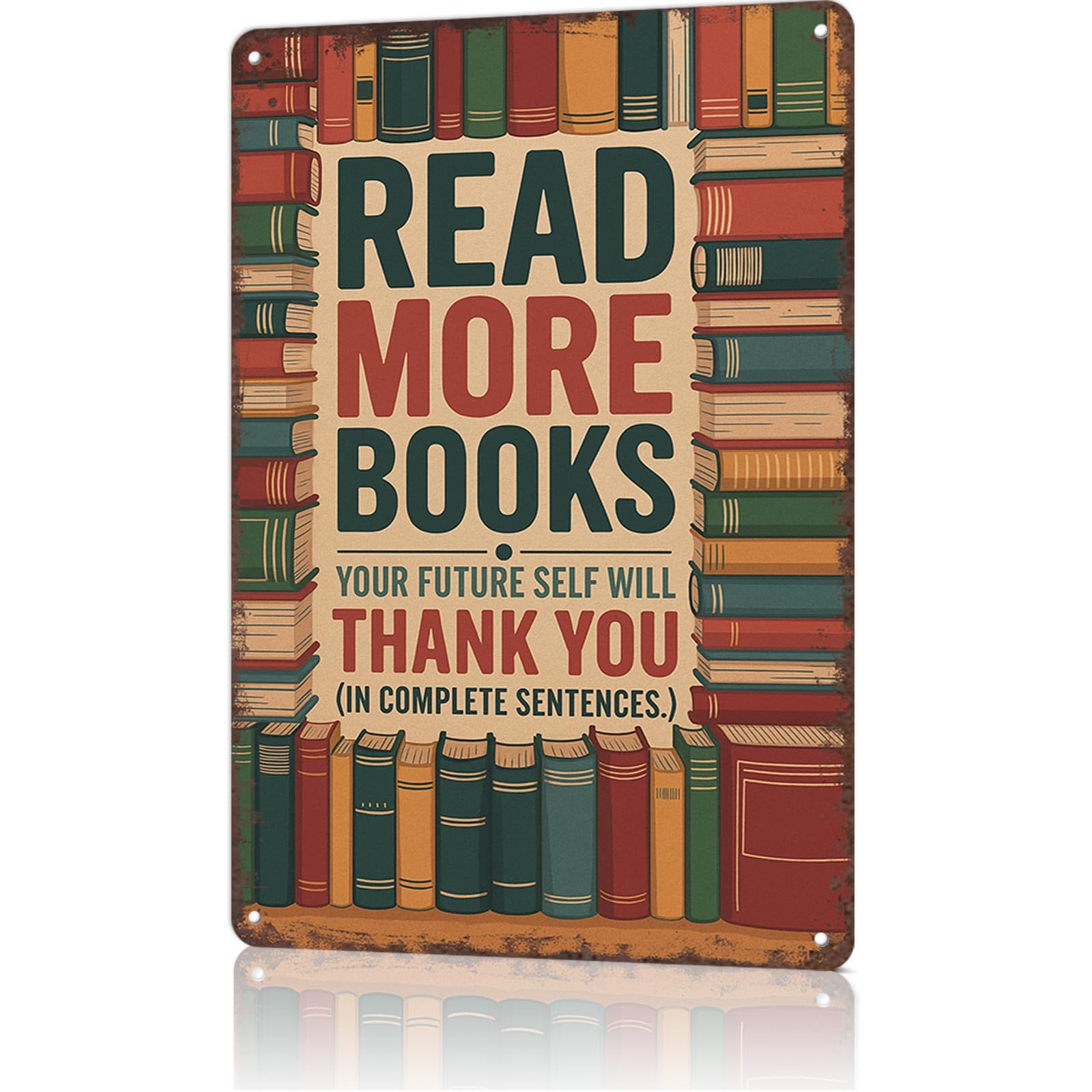 KWQDOZF Funny Metal Signs Poster 8x12inch Reading Corner Aluminum Sign Wall Art For Home Room Bedroom Office Decor