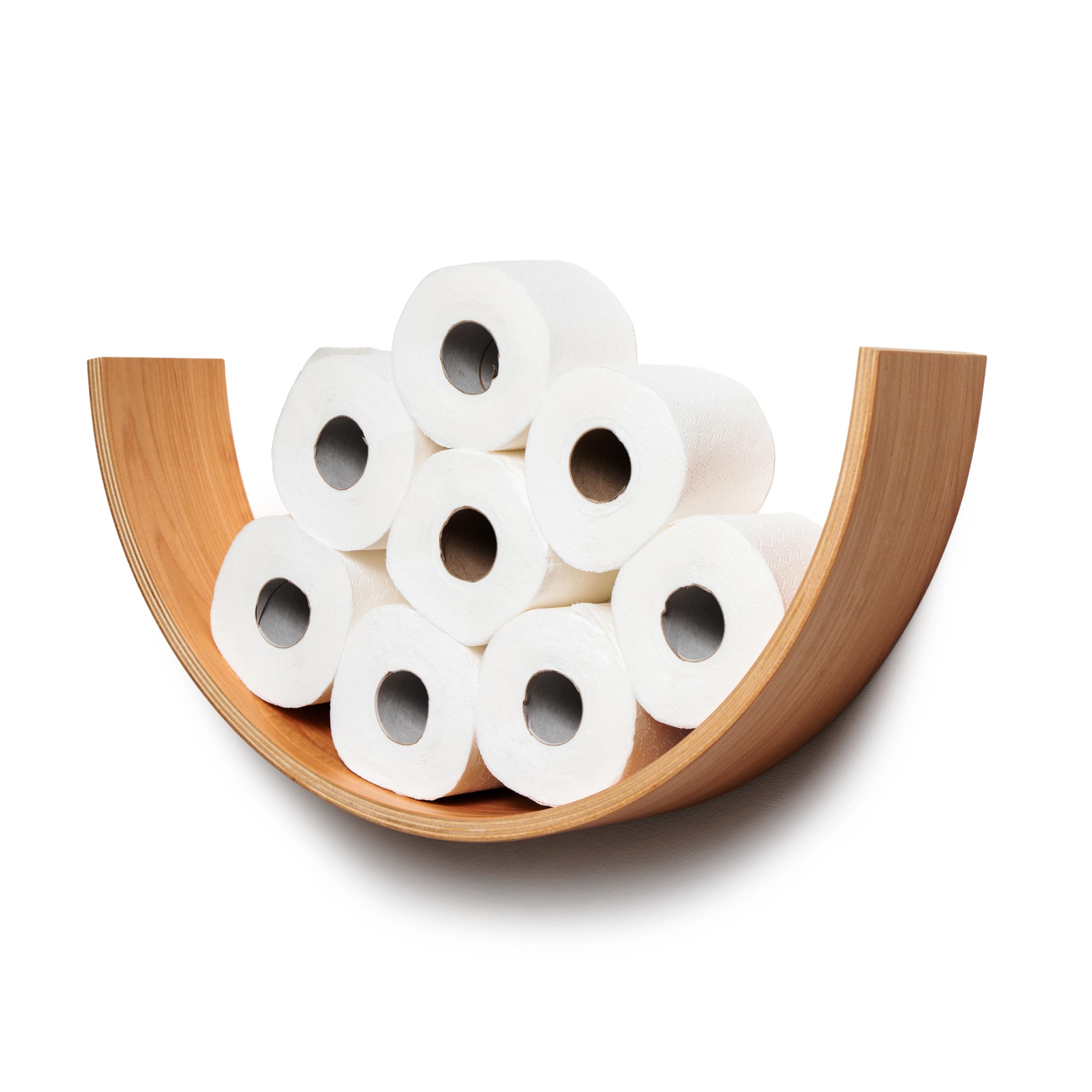 Toilet Paper Holder with Shelf, Wooden Walnut WC Roll Storage, Floating Rolls Rack for Spare Toilet Roll, Unique Holders for Bathroom, Oak Wall Mounted Toilet Paper Storage (Smoked Oak)