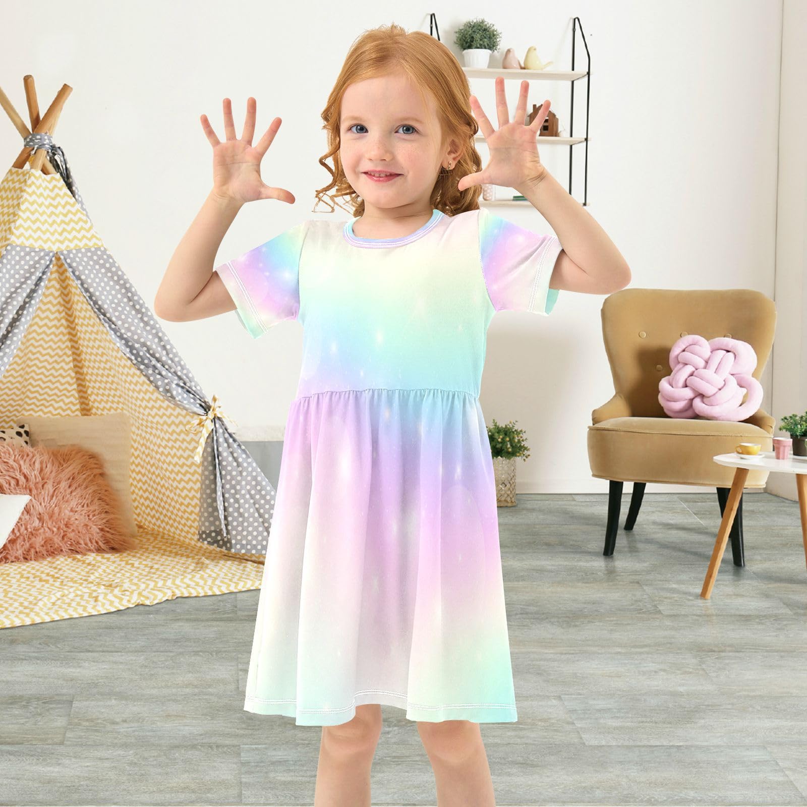 open lace back dress Amazon.com: Galaxy Rainbow Pastel Girls Dress Short Sleeve Dress Girls'  Summer Sundress 7-8T : Clothing, Shoes & Jewelry
