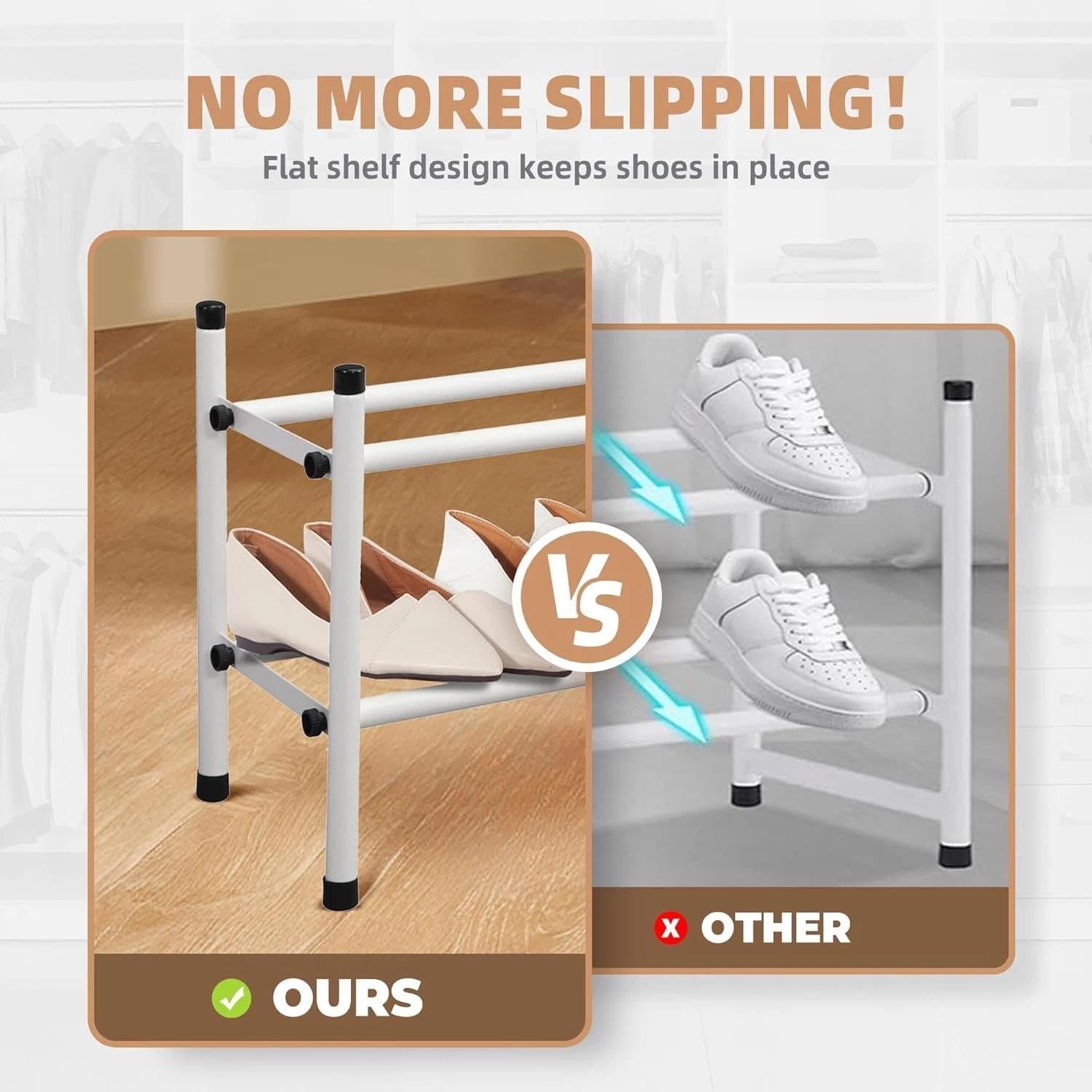 for Expandable Shoe Rack, 8 Pairs Stackable Small Shoe