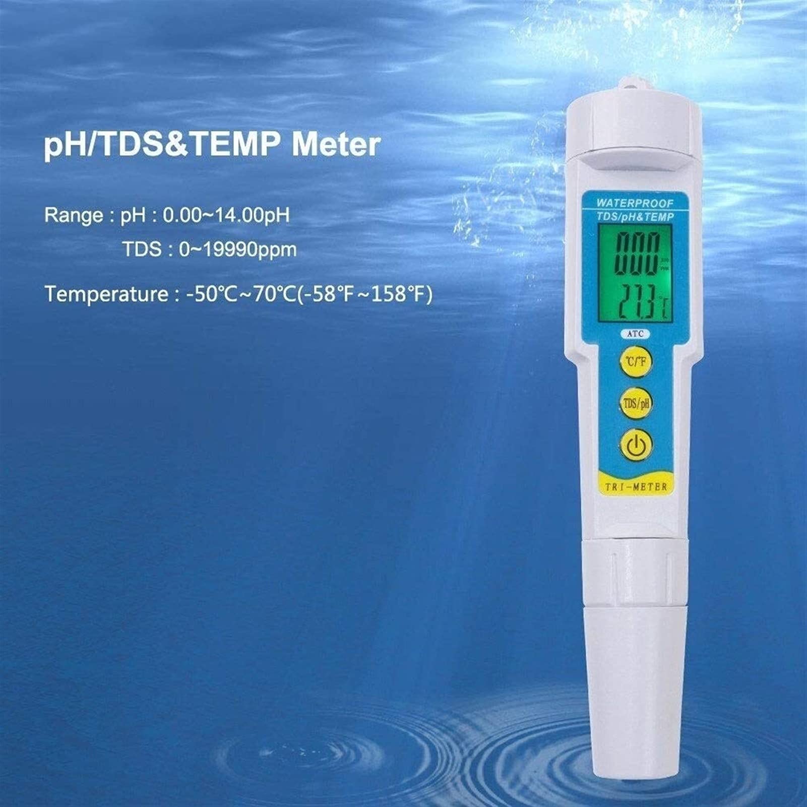 Multi-Parameter Smart Test Test TestAleExuring PH, Phile A Prueba de Agua PHIN, Tester PHORTE PHORTE Digital DE Meter para Acuario Piscina Agua Agua Laboratorio de orina Laboratorio de orina