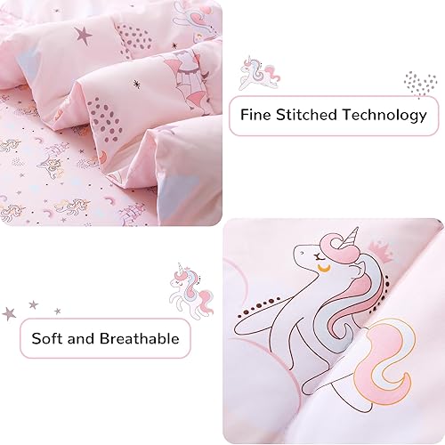 Miniatura 10 de Viviland Juego de edredón de mariposa individual para niñas, juego de ropa de cama individual de microfibra cepillada para niños, 5 piezas, lavable