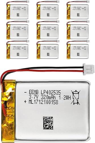 Miniatura 10 de EEMB Paquete de 100 baterías de polímero de litio 3.7 V 320 mAh 402535 Lipo batería recargable con conector Molex de cable para altavoz