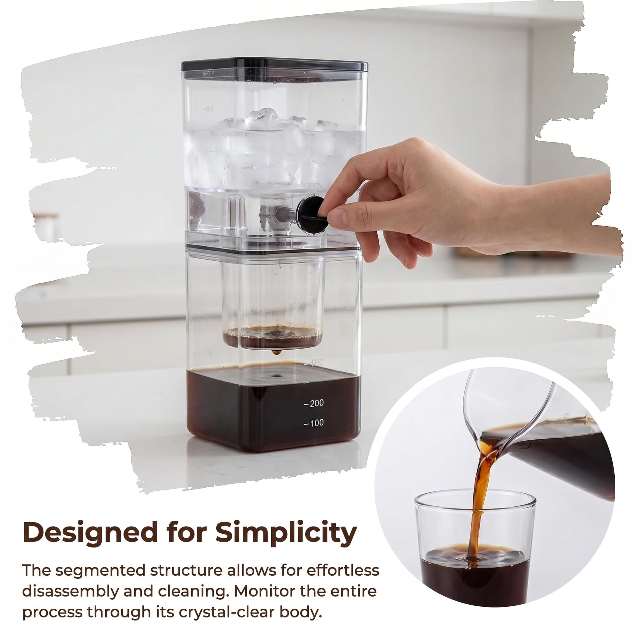 Cafetera De Goteo Cold Brew, 500 Ml, con Goteo De Velocidad Ajustable, Filtro De Acero Inoxidable, Prepara De 2 A 4 Tazas, Infusión Suave, Ideal para El Hogar Y La Oficina