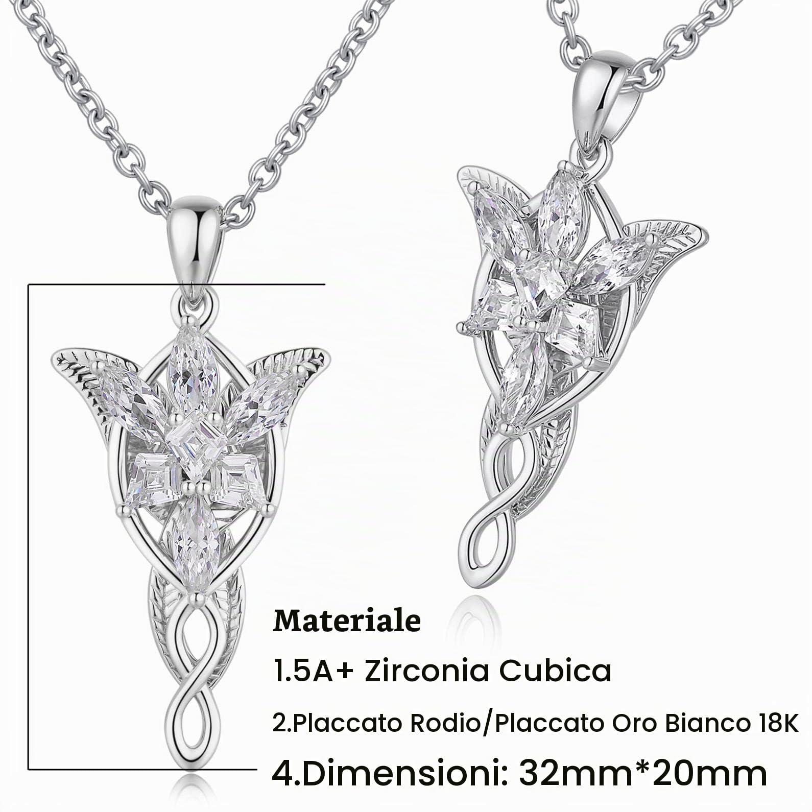 jiamiaoi Collana con ciondolo per donne, Collana in titanio donna, Collana da donna con croce placcato oro bianco 18 carati