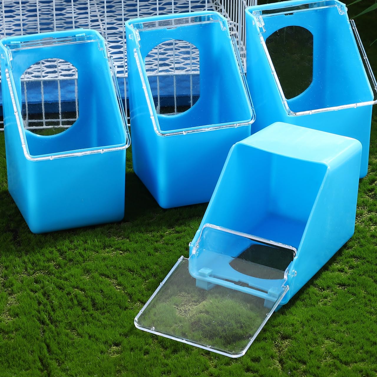 POPETPOP Lot de 4 mangeoires en plastique pour pigeons, cailles, oiseaux, volailles, pigeons, perroquets, perruches, perruches