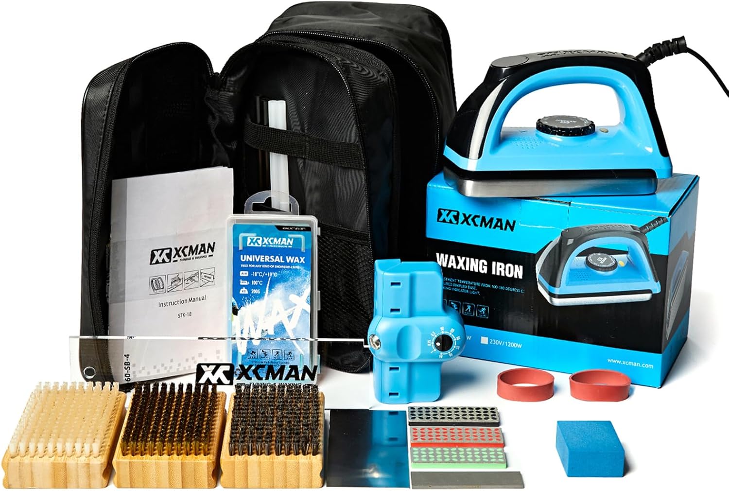 XCMAN Complete Ski Snowboard Tuning Waxing Combo Kit with Waxing Iron