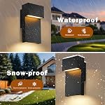 Nigaut LED Lumières extérieures pour la maison, 15W 3000K Lumière de porc noir, 2 Pack Exclusivité Matte noir en aluminium, 1020LM 3000K Lumière blanche chaude pour promenade, garage, patio et entrée