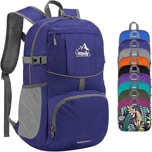WATERFLY Mochila plegable para senderismo 25L Ultra Ligero Day Pack para Mujer Hombre - Pequeña mochila plegable compacta para deportes al aire