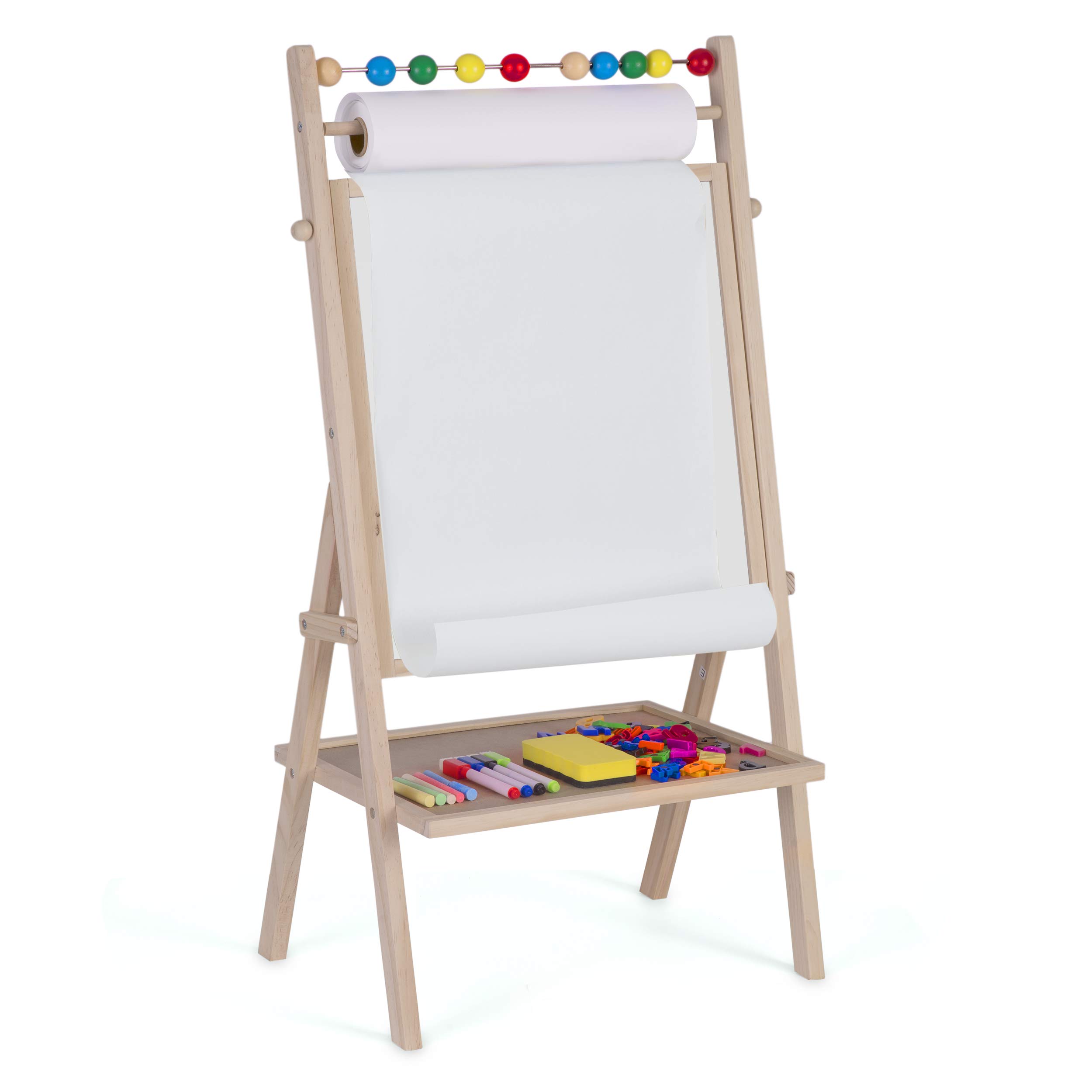 Ricokids Magnetyczna tablica kredowa dwustronna tablica kredowa dla dzieci z akcesoriami rolka papieru liczydło obrotowe