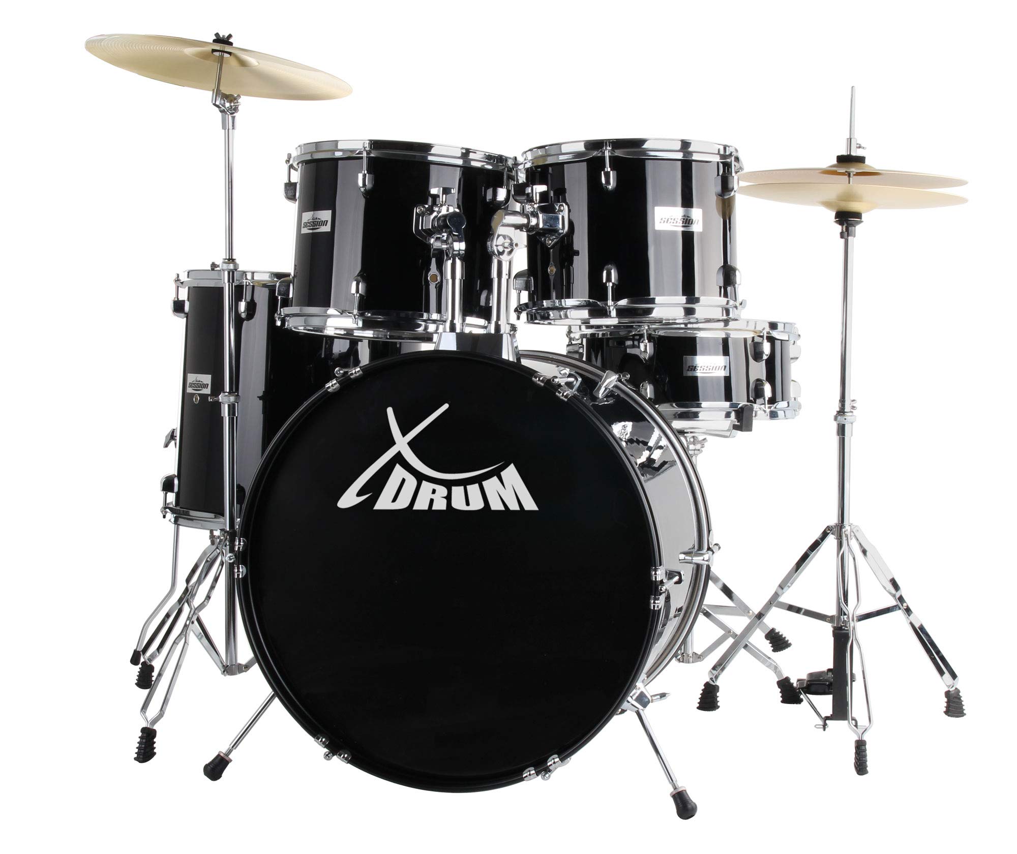 XDrum Semi 22" Standard Schlagzeug Midnight Black - 22" BD, 12" TT, 13" TT, 16" FT, 14" SD - inkl. Schule - Schwarz