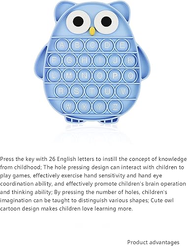 Miniatura 4 de Juguetes sensoriales de burbujas para apretar, letras del alfabeto de búho, juguetes sensoriales para apretar, regalos novedosos para niños y niñas,