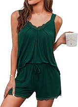 Uniexcosm Women's Summer Pajamas Short Lace Sleeveless Nightwear Sexy Loose Lace Slip V Neck