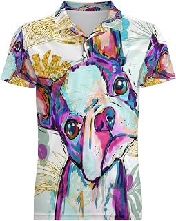 Boston Terriers Men's Polo Shirts Short Sleeve Slim-Fit Golf Top T-Shirt Tee S