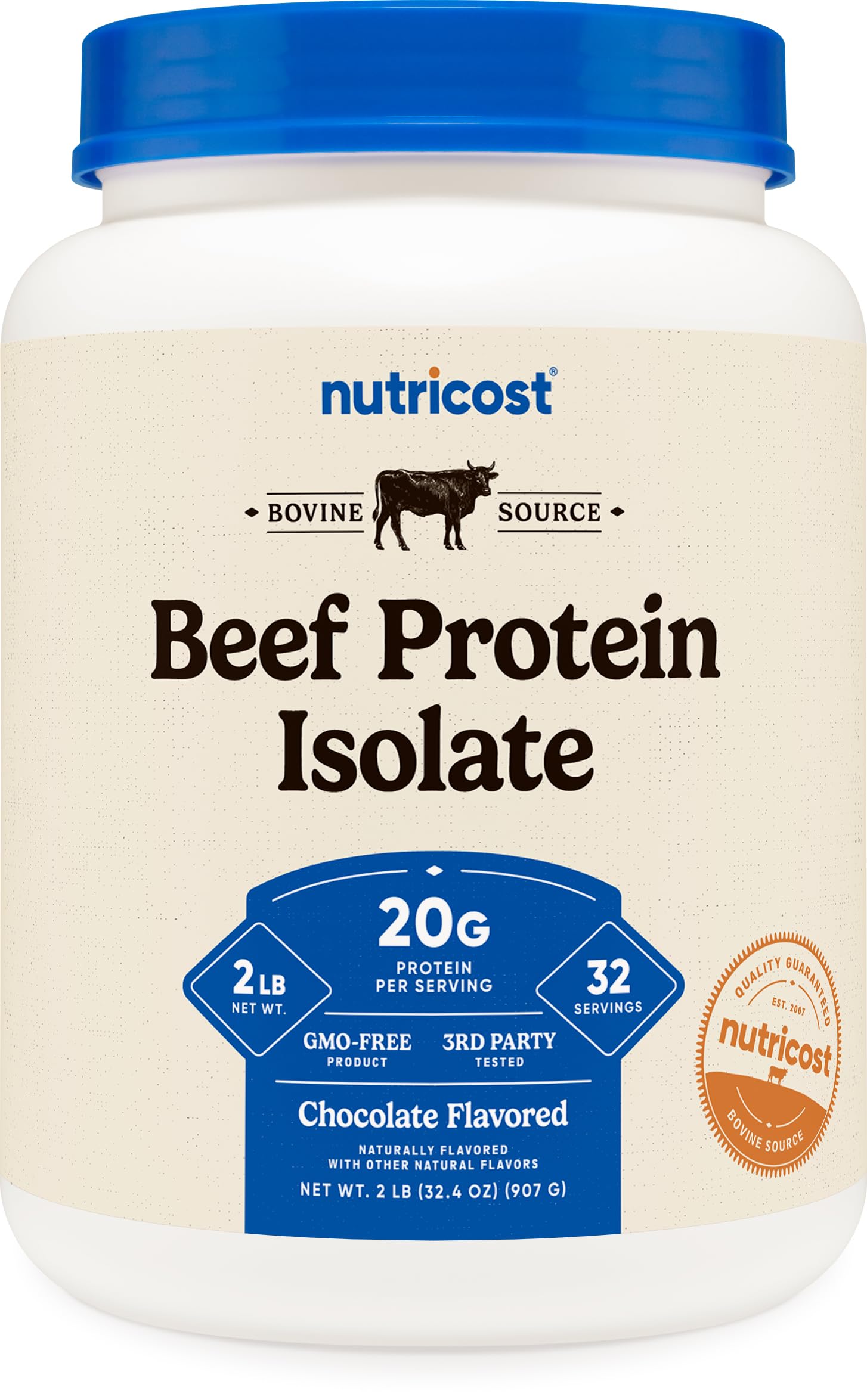 Nutricost Beef Protein Isolate Powder, Chocolate, 2LB