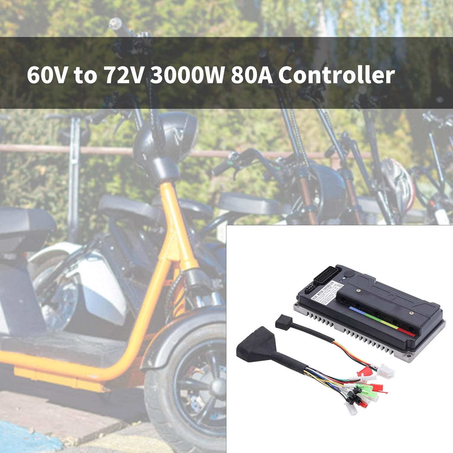 Brushless Motor Controller For Electric Bike Modification Accessory 60-72V 3000W 80A Motor Speed Controller