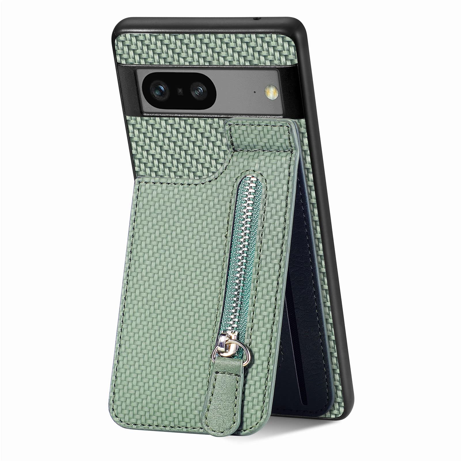 Wallet Case for Google Pixel 6 Pro, PU Leather Case Cover with Card Slots Magnetic Closure, Shockproof Zipper Case for Google Pixel 6 Pro, Green SDL