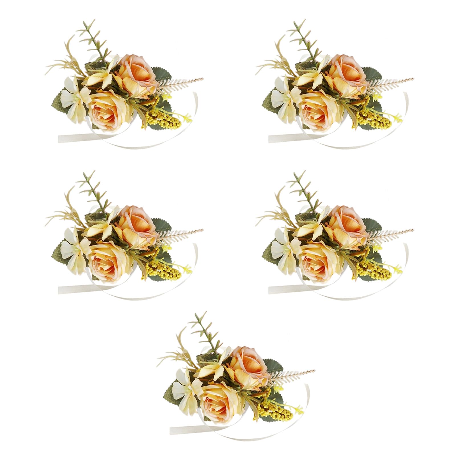 Tsophreniq 5Pcs Wedding Corsages Boutonniere Prom Boutonniere for Wedding Ceremony Anniversary, Rose Corsages for Bride and Groom, Artificial Flower Brooch