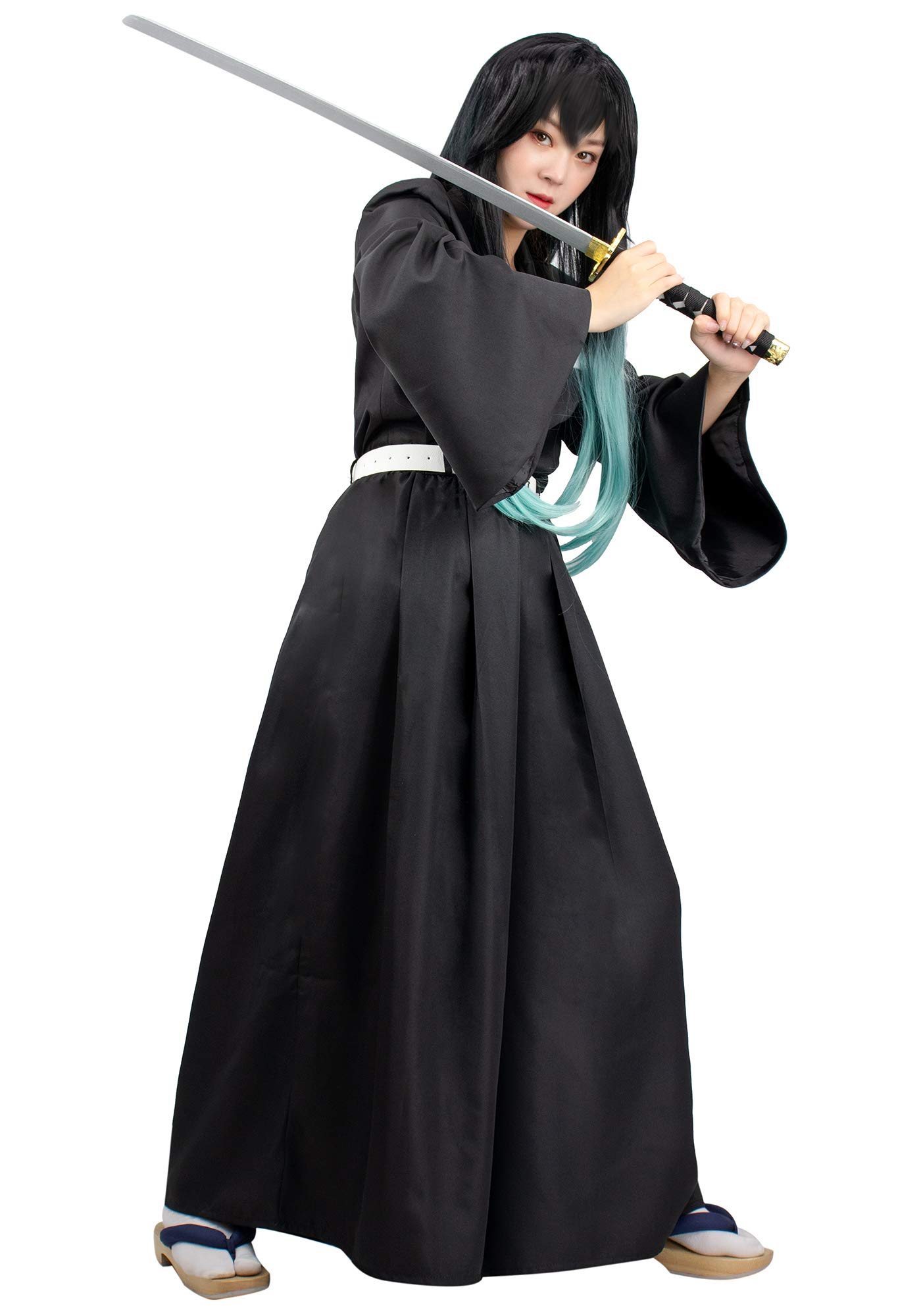 DAZCOS Mens Japanese Anime Cosplay Black Kimono Costume with Belt