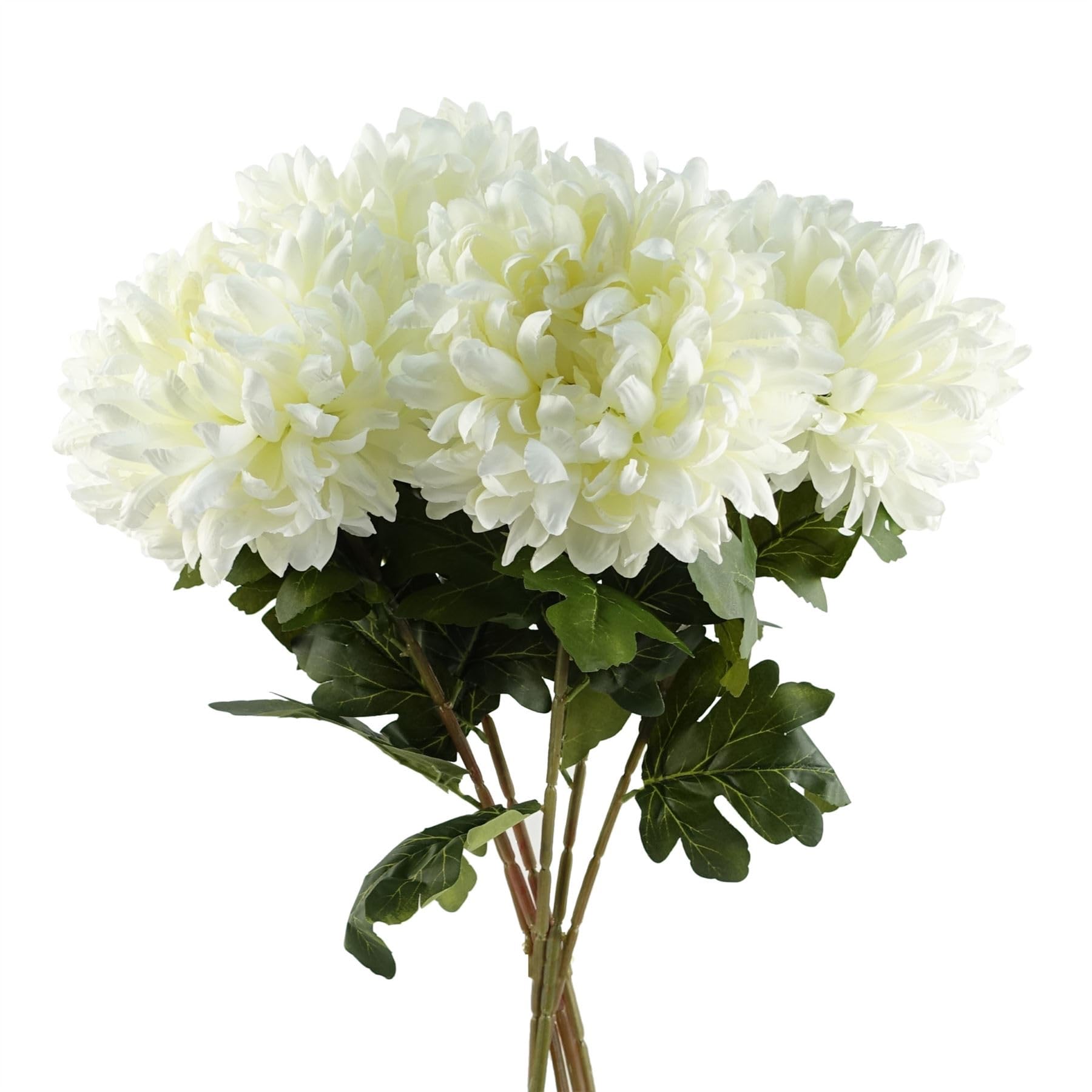 Artificial Flowers - Pack of 6 x 75cm Extra Large Reflex Chrysanthemum - White Silk