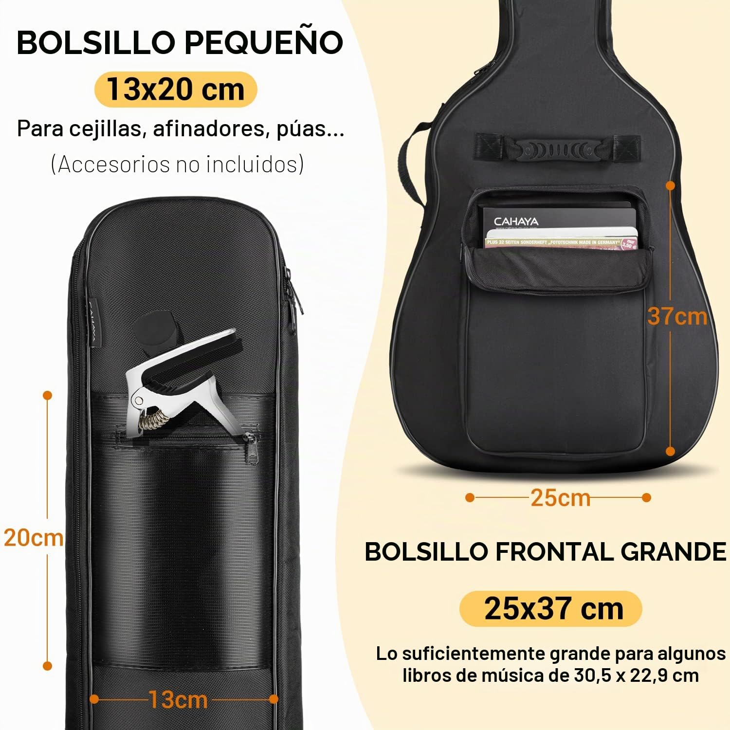 CAHAYA Funda para Guitarra acústica, Impermeable, Acolchada, para Guitarras de 39, 40, 41 Pulgadas