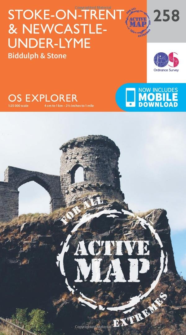 Stoke-on-Trent & Newcastle-Under-Lyme Map | Weatherproof | Biddulph & Stone | Ordnance Survey | OS Explorer Active Map 258 | England | Walks | Hiking | Maps | Adventure