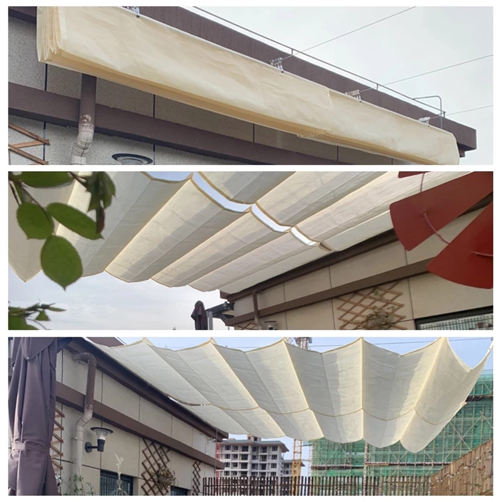 RetrattablWavSun - Baldacchino da esterno per patio, impermeabile e traspirante, include kit di installazione personalizzabile