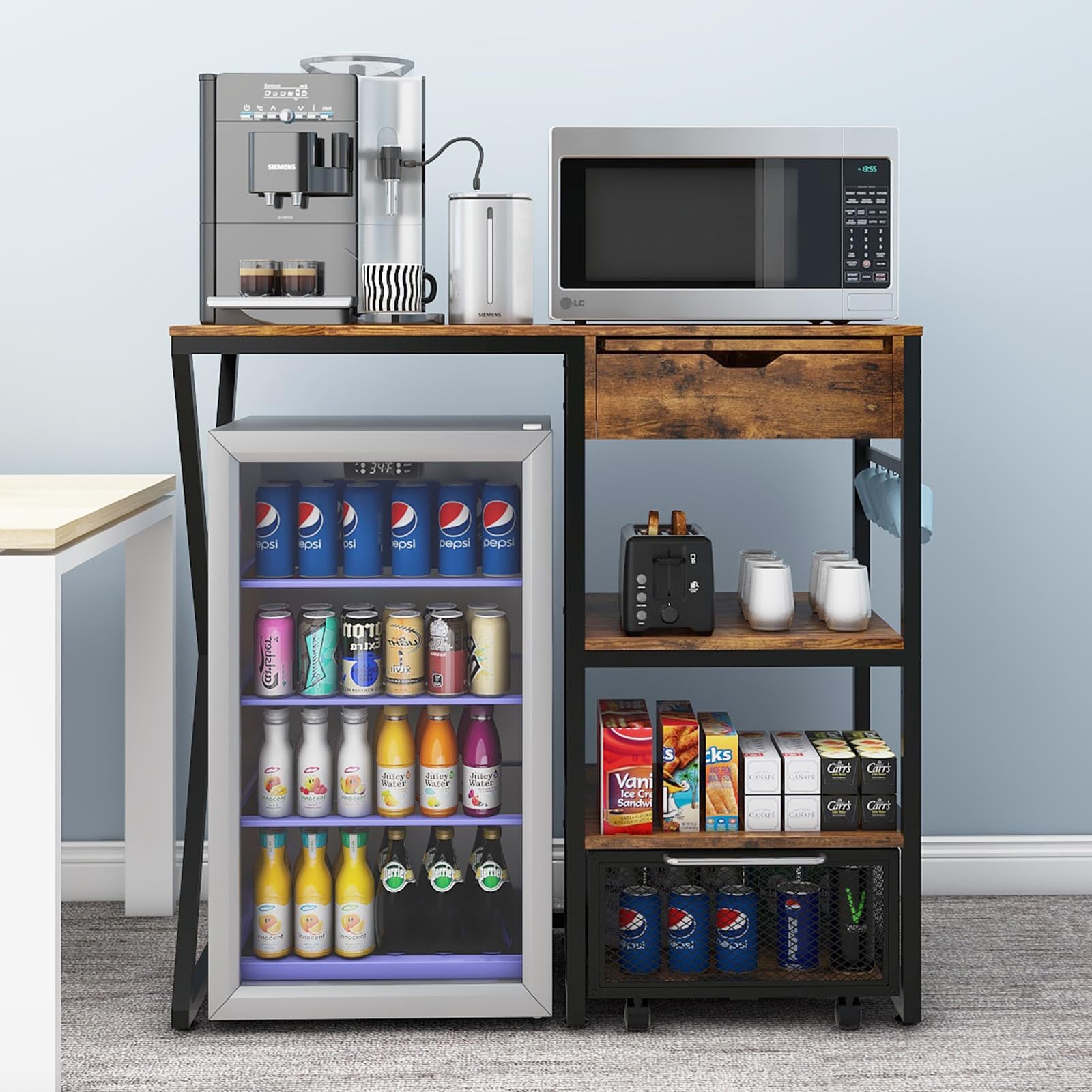 PUNCIA Kühlschrankständer Untergestell Sockel für Kühlschrank Büro Retro