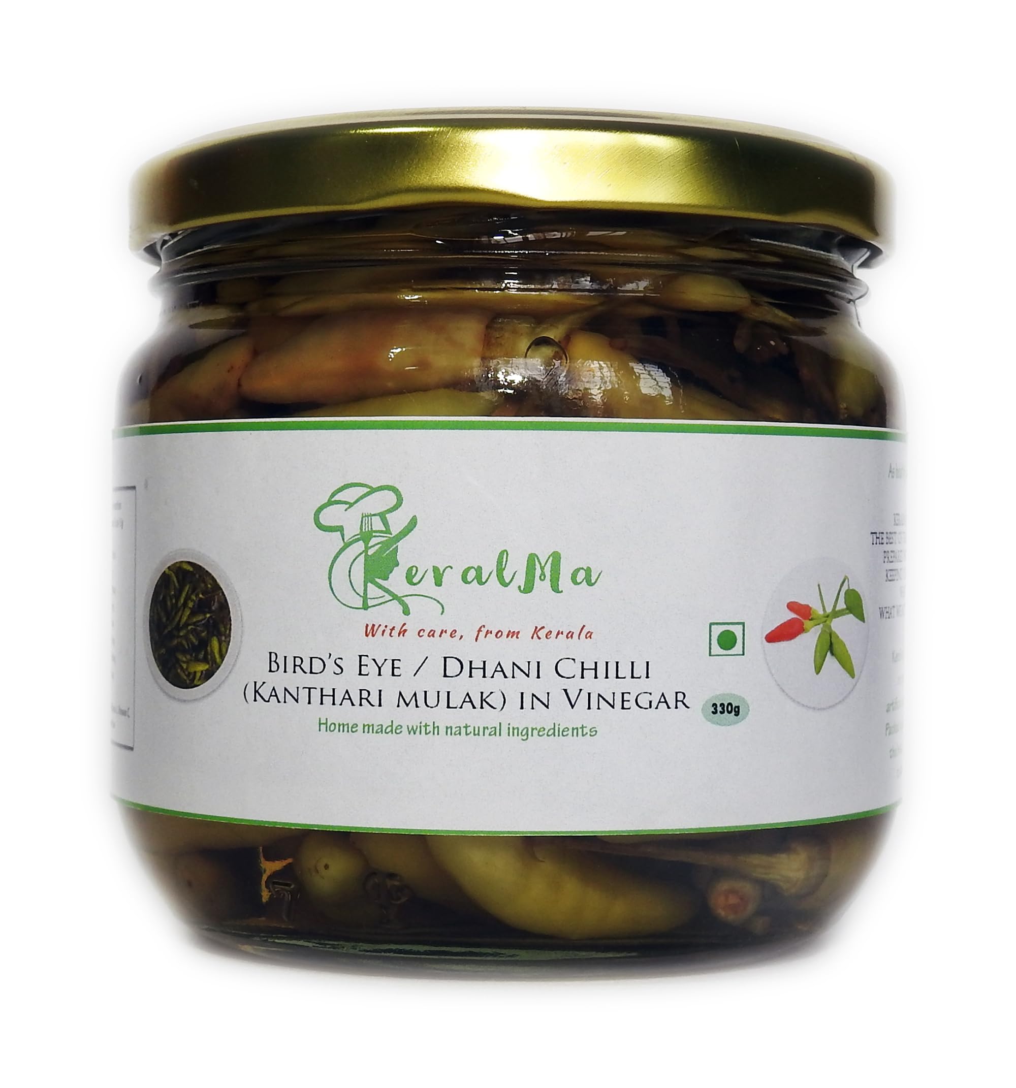 KeralMa Homemade Birds Eye Chilli / Dhani Mirchi / Thai Chilli / Kanthari Mulak in Vinegar | Chilli pickle | WHITE chilli | 330g | Authentic Kerala Pickle | Spicy South Indian Pickle | Tasty pickle | Natural, no artificial flavours | No preservatives (B0CMNWRQ4J) Amazon Price History, Amazon Price Tracker