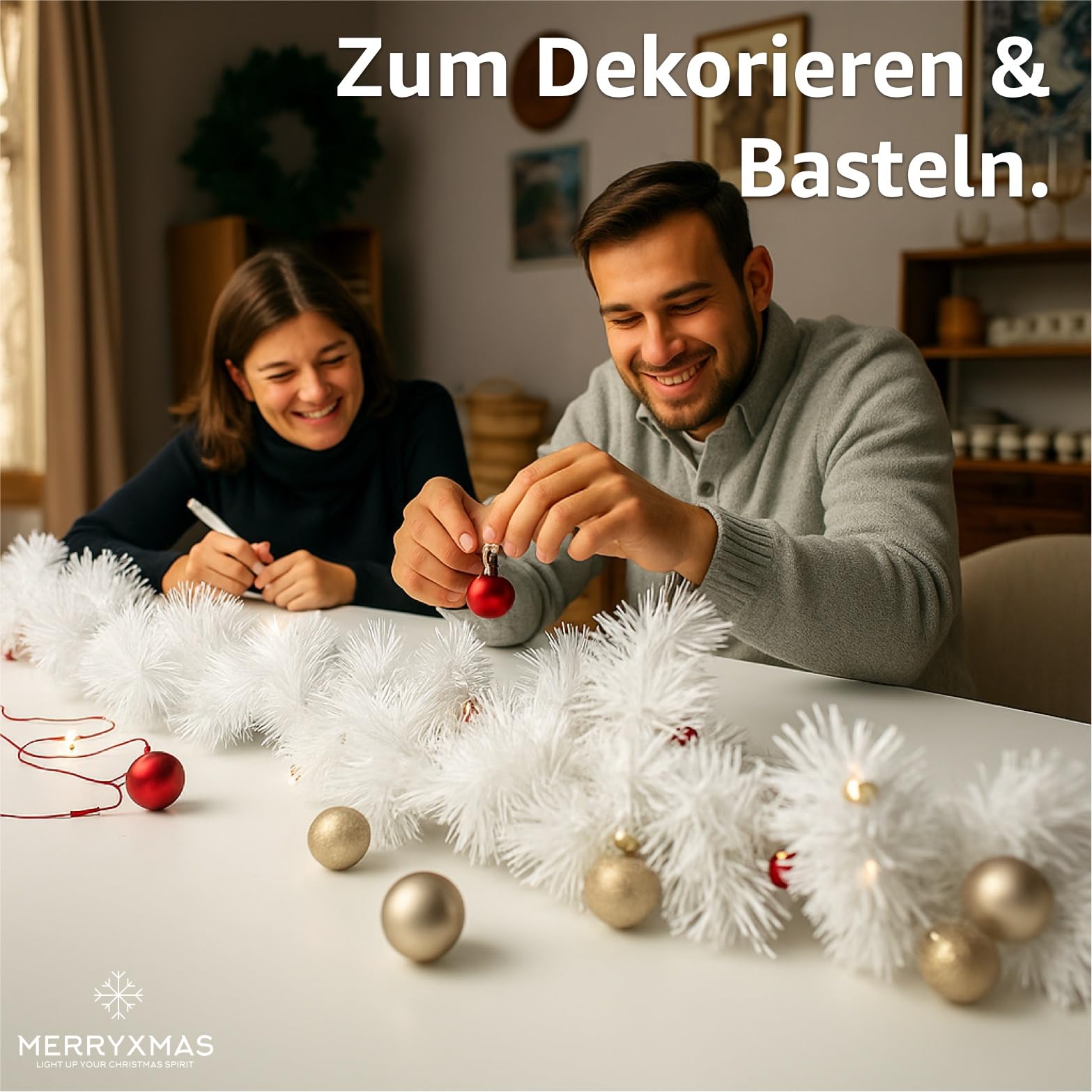 3X Ghirlanda natalizia Ø 10 cm 10 m - ghirlanda decorativa artificiale - ghirlanda di abete per Natale (3X Bianco)