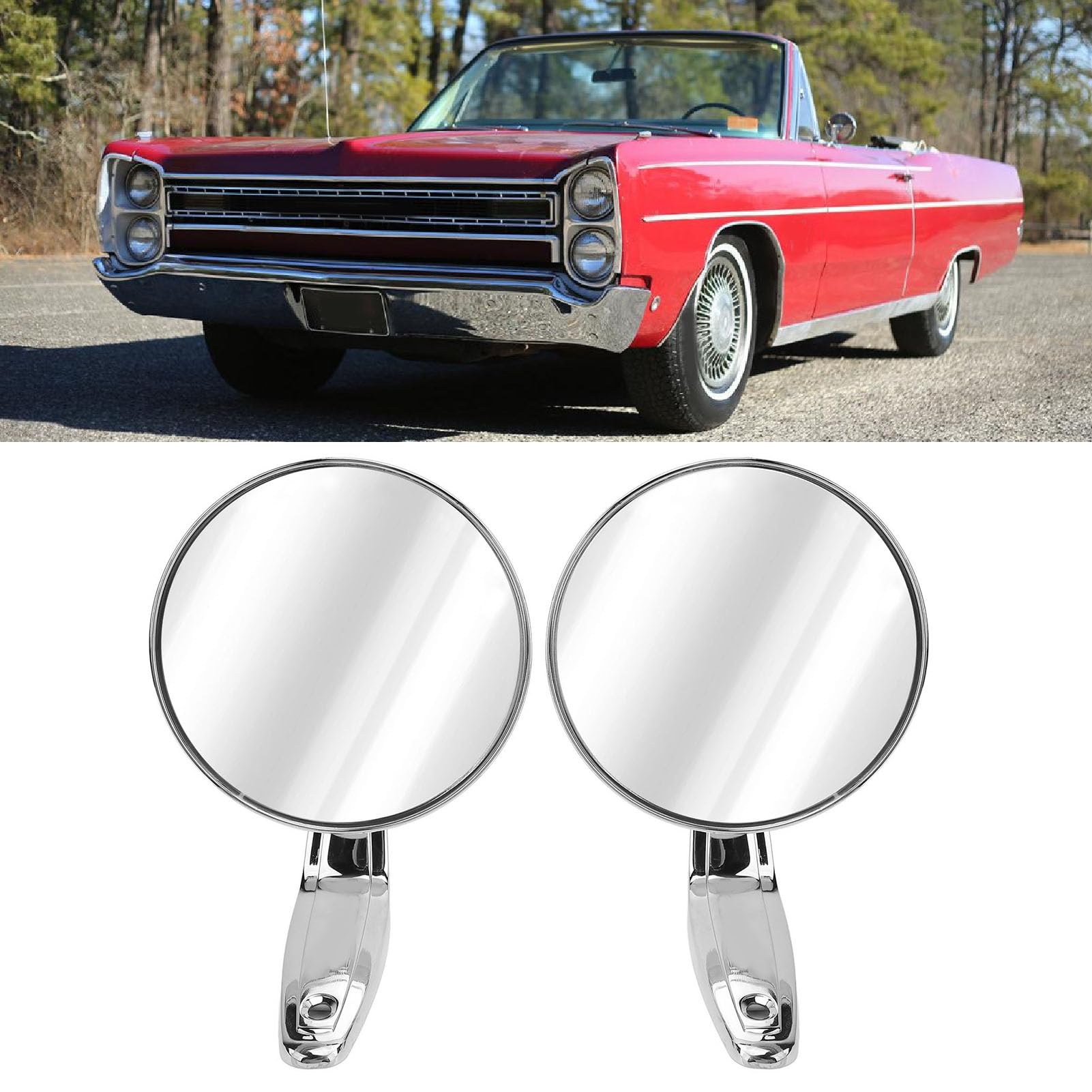 Zerodis Gruppo Specchietto Laterale per Portiera dell'auto Specchietto Retrovisore Esterno in Lega di Zinco Argento Pieghevole Manuale Ampia Visuale per Modelli Dal 1966 Al 1975 Driver Restauratori