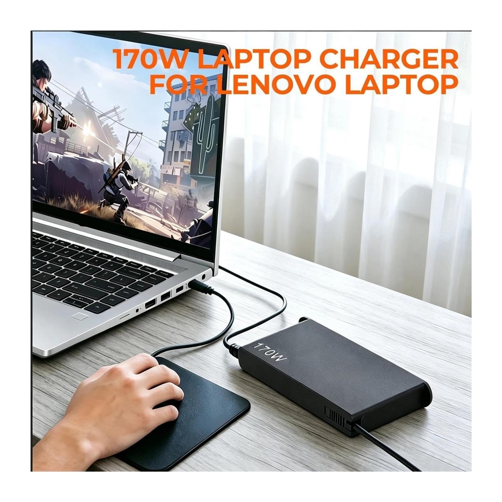 Adaptador De Vuelta De USB-A De 20V, 8,5a, 170W, Potencia De Carga for Y7000 Y7000P R720-15 ADL170SLC3A W540 T540p Y50-70 T440p P50 P51, Cargador De Ordenador Portátil(with EU Cable)
