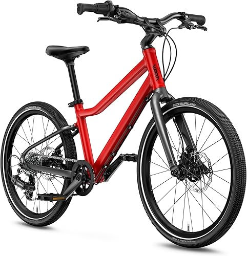 woom Explore 4 bicicletas para niños de 6 a 8 años, palanca de cambios de giro ligera de 7 velocidades de 20 pulgadas, bicicleta de carretera y