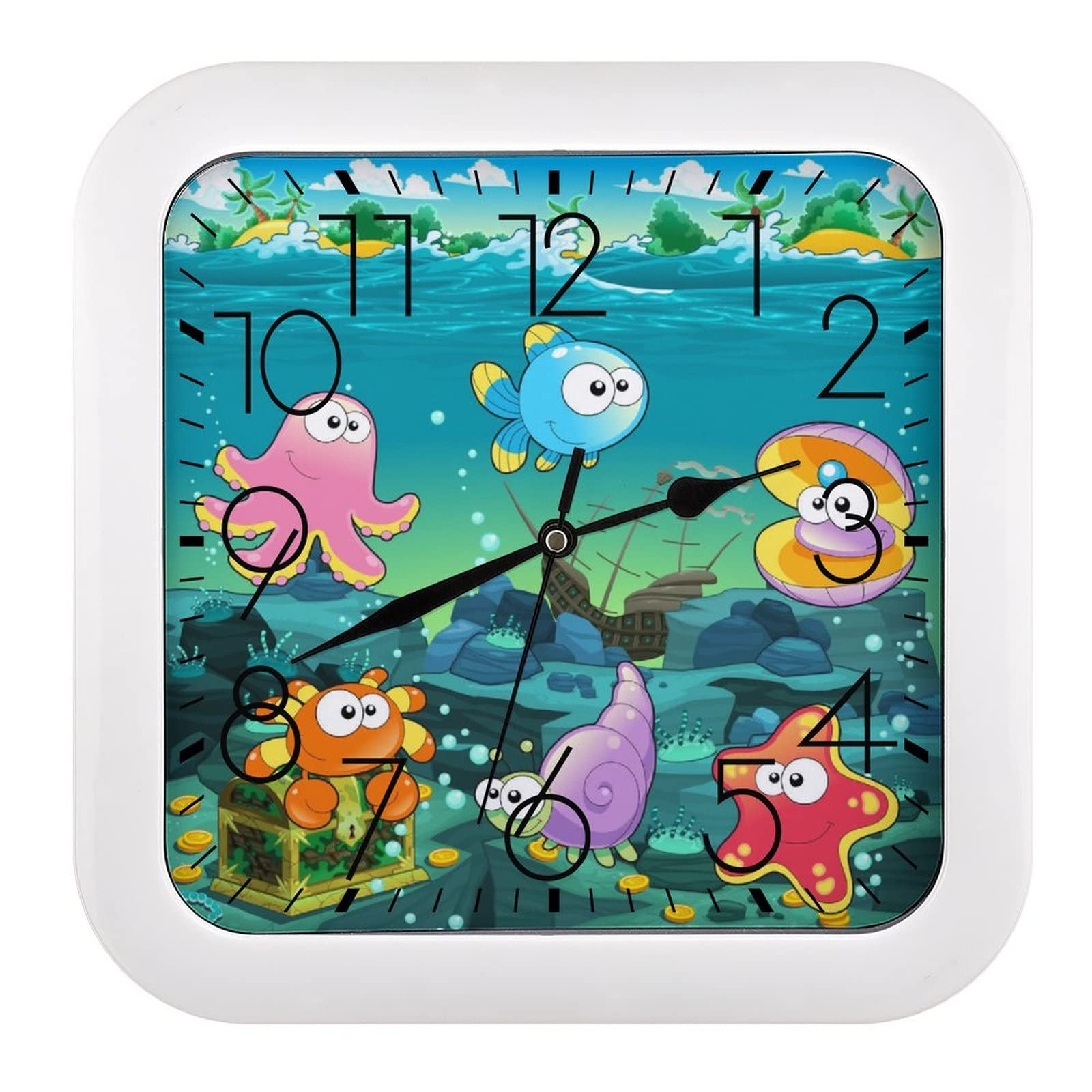 Horloge pieuvre étoile de mer grands chiffres pour bien voir l'heure