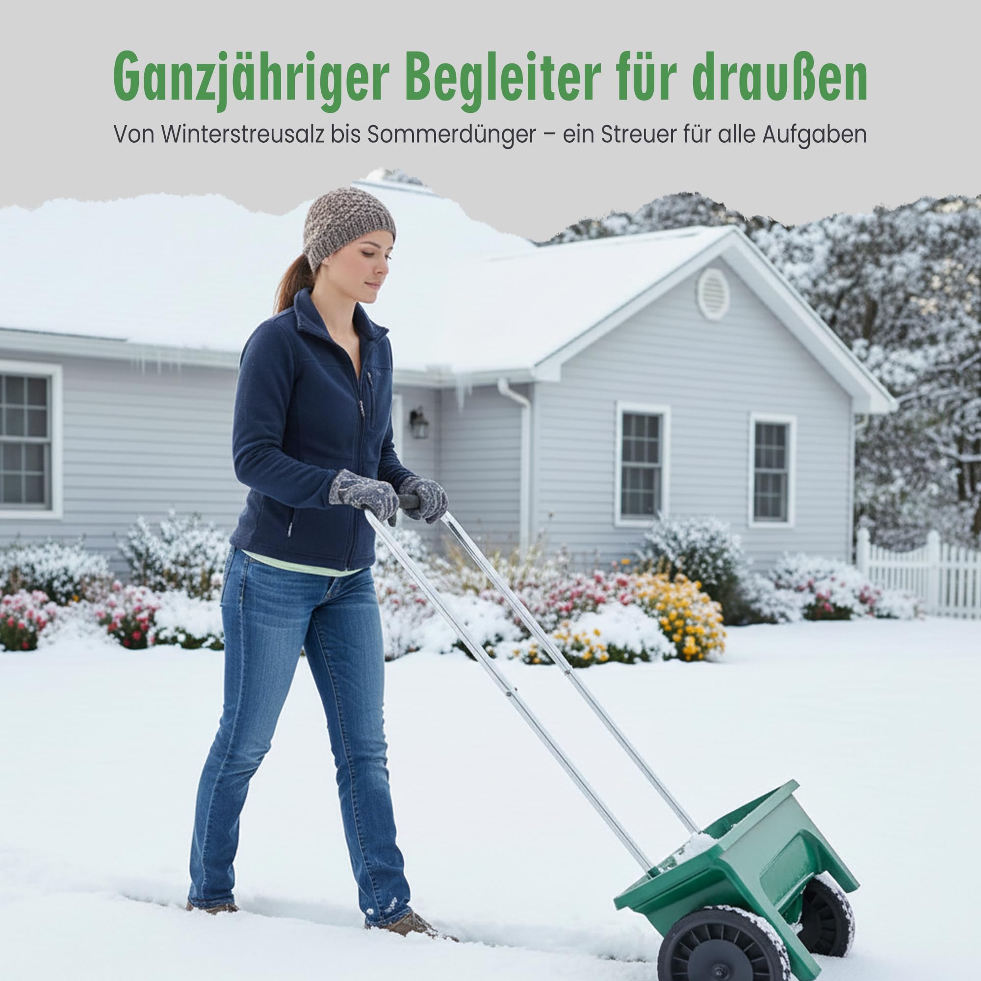 Salière 12 l - Épandeur réglable et épandeur d'engrais - Pour service d'hiver, jardin et terrasse - Répartition uniforme de la dispersion - Chaux de pelouse - Sel de déneigement - Résistant aux