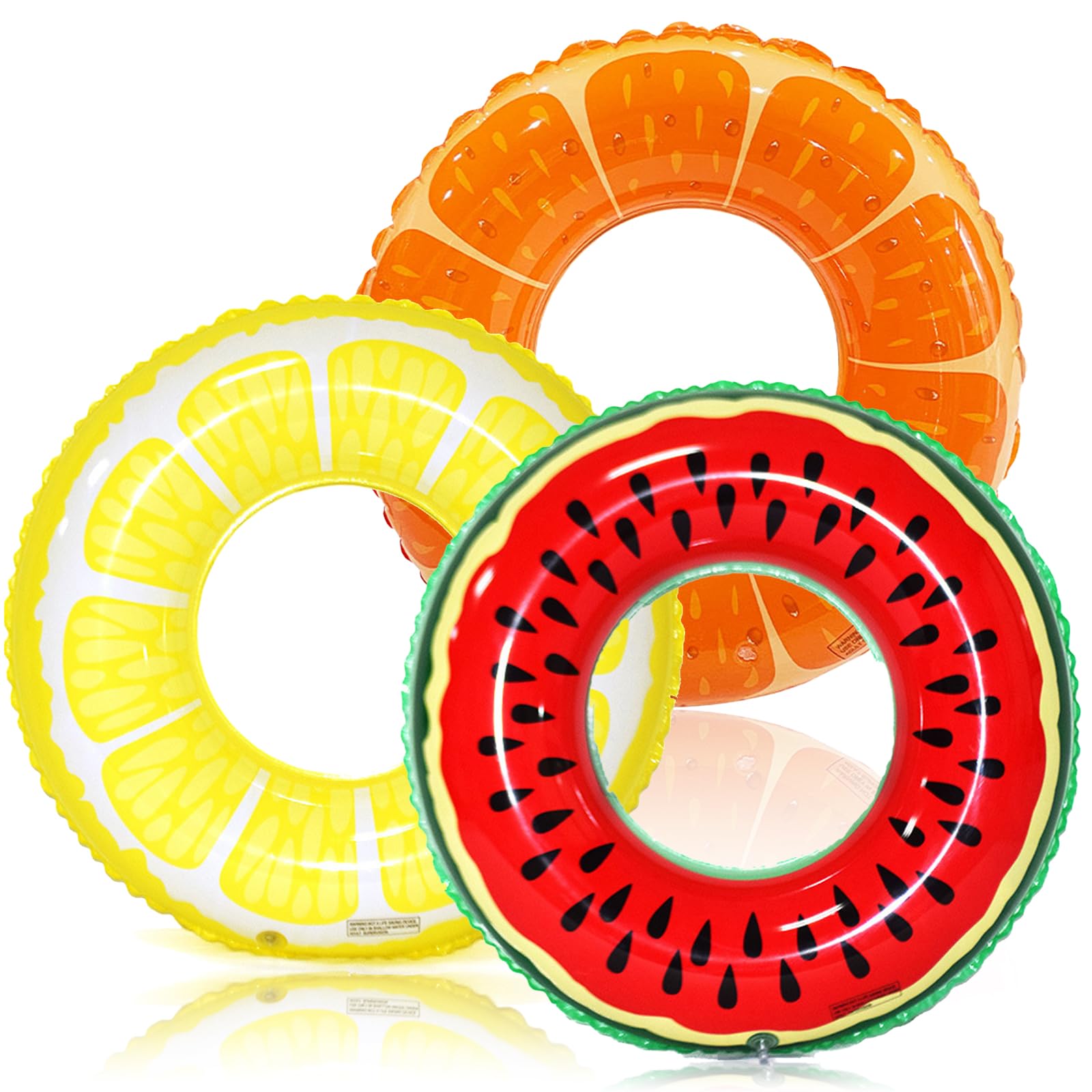 Gxhong Flotadores inflables para adultos, 3 unidades, flotadores para piscina, decoración de fiestas de frutas, anillo de natación, juguete de agua de verano para piscina, playa, lago, decoración
