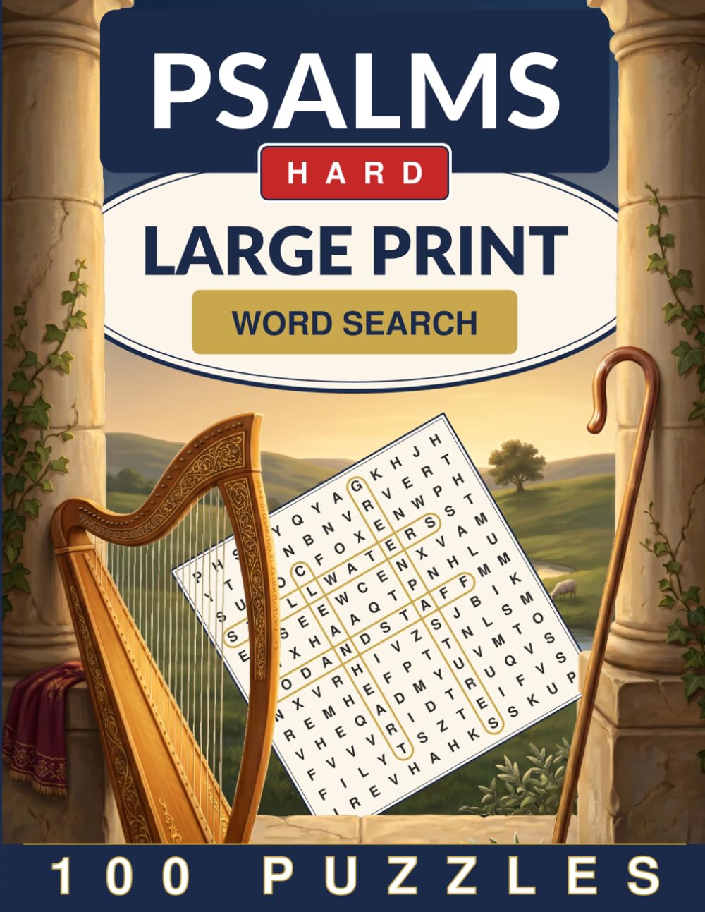 Bible Psalms Word Search Large Print: 100 Challenging Word Search Puzzles for Adults and Seniors (Crackling Fire Word Search)